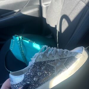 Golden Goose Glitter Silver and navy Sneakers